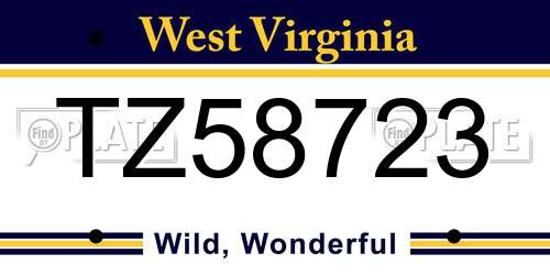 TZ58723 West Virginia License Plate