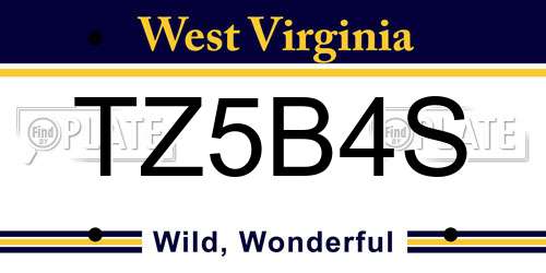 TZ5B4S West Virginia License Plate
