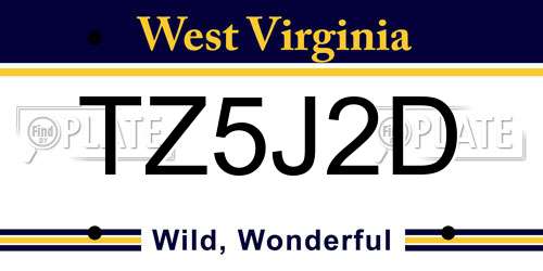 TZ5J2D West Virginia License Plate