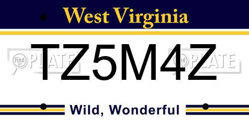 TZ5M4Z West Virginia License Plate