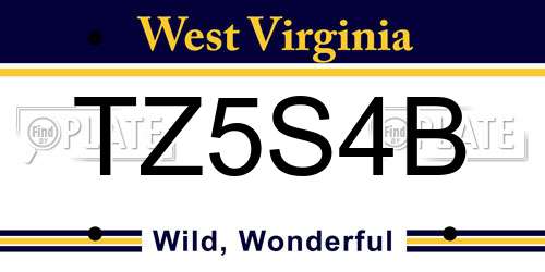 TZ5S4B West Virginia License Plate