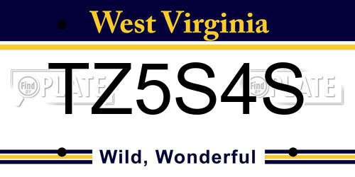 TZ5S4S West Virginia License Plate