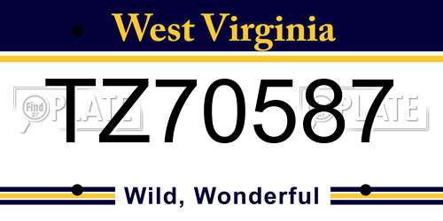 TZ70587 West Virginia License Plate