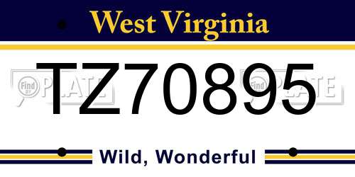 TZ70895 West Virginia License Plate