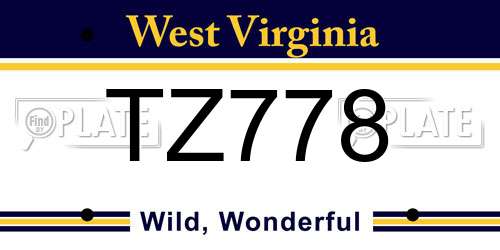 TZ778 West Virginia License Plate