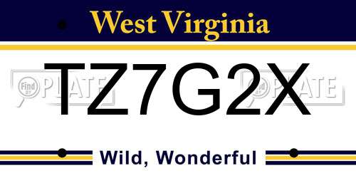 TZ7G2X West Virginia License Plate