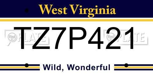 TZ7P421 West Virginia License Plate