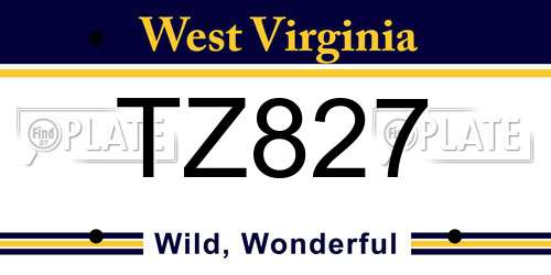 TZ827 West Virginia License Plate