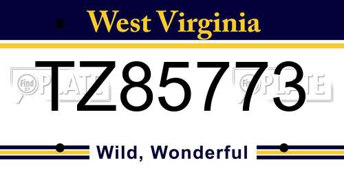 TZ85773 West Virginia License Plate