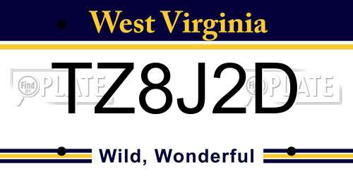 TZ8J2D West Virginia License Plate