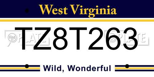 TZ8T263 West Virginia License Plate
