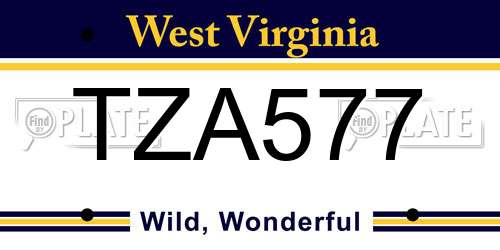 TZA577 West Virginia License Plate