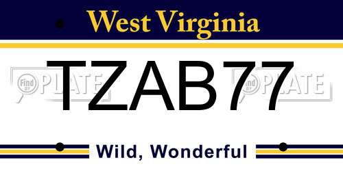 TZAB77 West Virginia License Plate