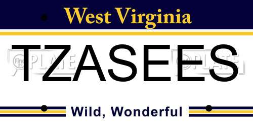 TZASEES West Virginia License Plate