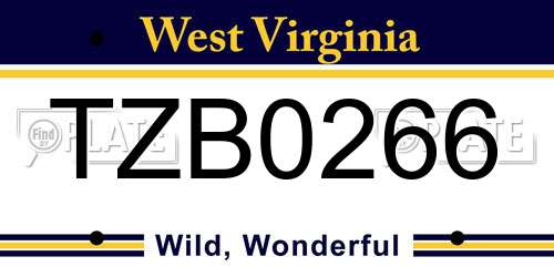 TZB0266 West Virginia License Plate
