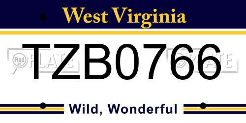 TZB0766 West Virginia License Plate