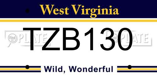 TZB130 West Virginia License Plate