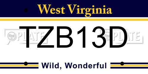 TZB13D West Virginia License Plate
