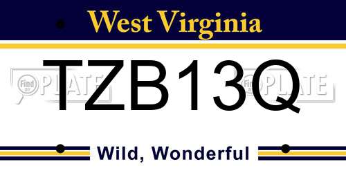 TZB13Q West Virginia License Plate