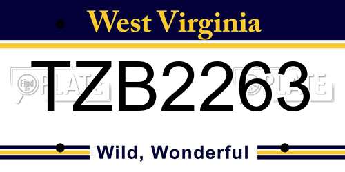 TZB2263 West Virginia License Plate