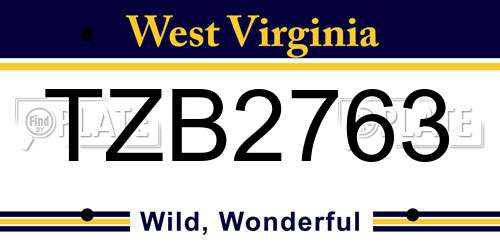 TZB2763 West Virginia License Plate