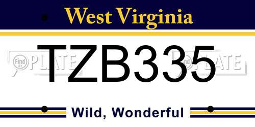 TZB335 West Virginia License Plate