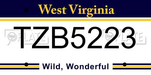 TZB5223 West Virginia License Plate