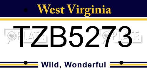 TZB5273 West Virginia License Plate