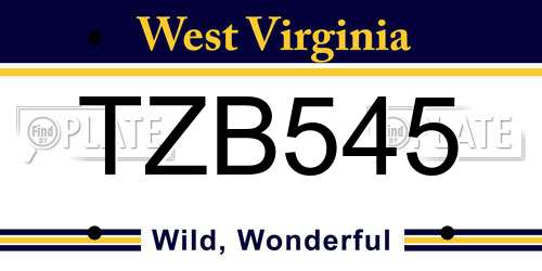 TZB545 West Virginia License Plate