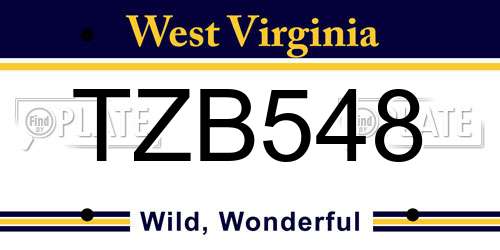 TZB548 West Virginia License Plate