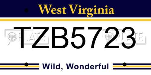 TZB5723 West Virginia License Plate