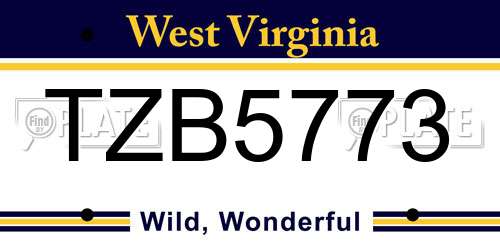 TZB5773 West Virginia License Plate