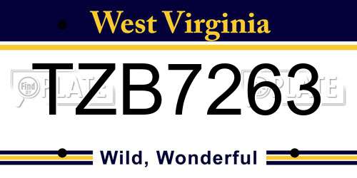 TZB7263 West Virginia License Plate