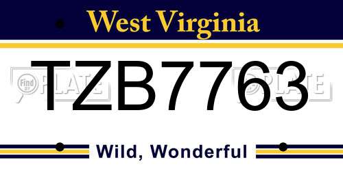 TZB7763 West Virginia License Plate