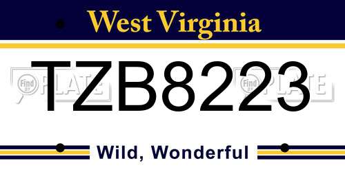 TZB8223 West Virginia License Plate