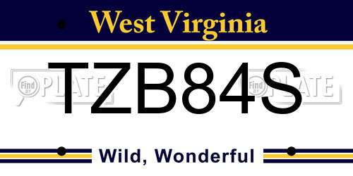 TZB84S West Virginia License Plate
