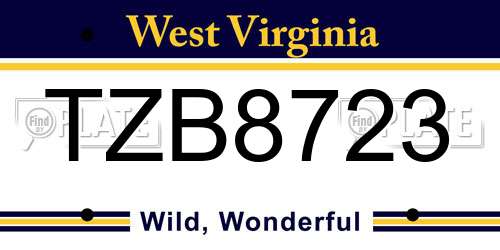 TZB8723 West Virginia License Plate