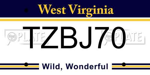 TZBJ70 West Virginia License Plate