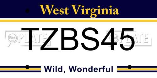 TZBS45 West Virginia License Plate