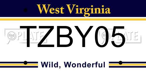 TZBY05 West Virginia License Plate