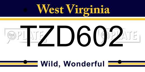 TZD602 West Virginia License Plate