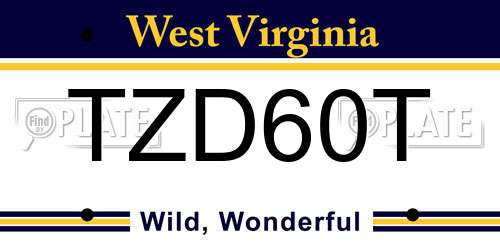 TZD60T West Virginia License Plate