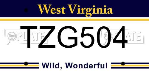 TZG504 West Virginia License Plate