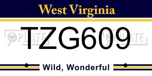 TZG609 West Virginia License Plate