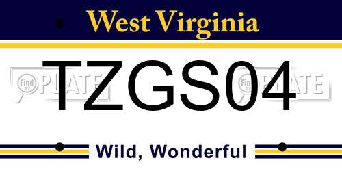 TZGS04 West Virginia License Plate