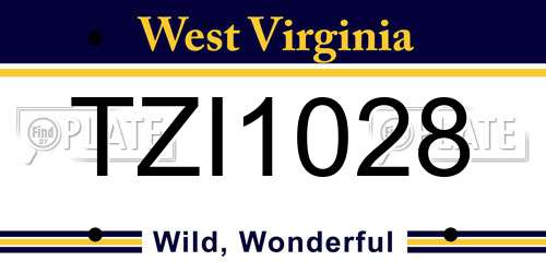 TZI1028 West Virginia License Plate