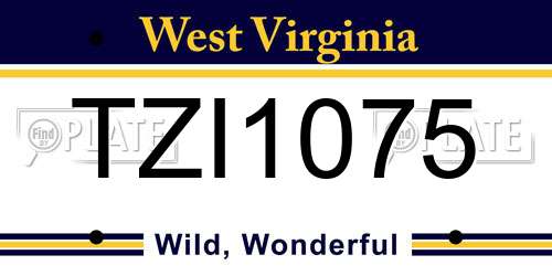 TZI1075 West Virginia License Plate