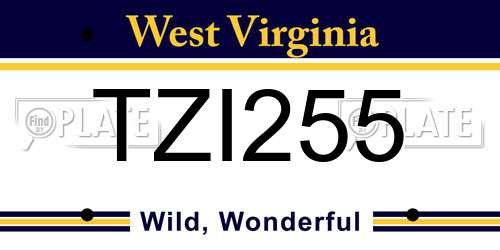 TZI255 West Virginia License Plate