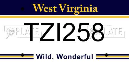 TZI258 West Virginia License Plate