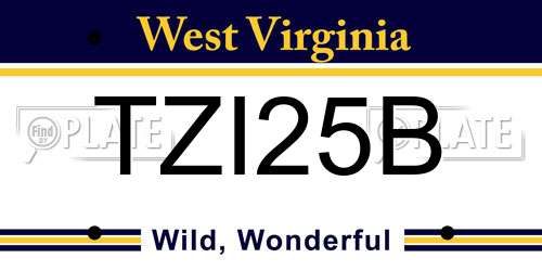 TZI25B West Virginia License Plate